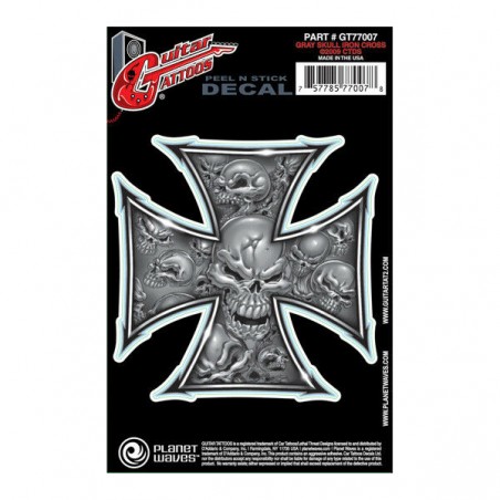 Planet Waves gutiar tattoo "Grey Skull Iron Cross"